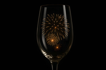 Empty Glass Reflecting Fireworks