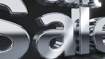 Luxury retail promotion concept featuring the word 'Sale' in polished chrome letters, ideal for advertising and marketing campaigns