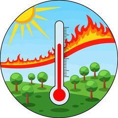 Global warming concept illustration with a high thermometer