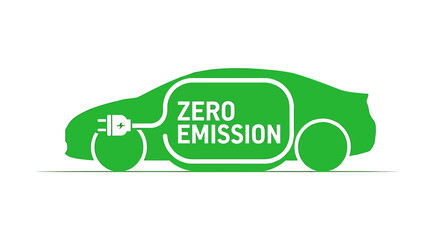 Green electric car icon zero emission symbol charging vehicle