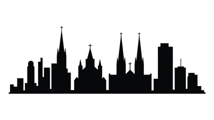 Fototapeta premium City skyline silhouette with prominent spires and towers