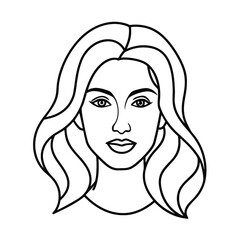 Vector illustration of a glamorous woman's face with long black hair, capturing beauty and fashion art