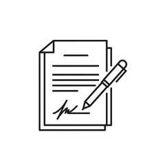 Business contract line icon set for finance and legal documents