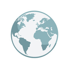 Fototapeta premium Stylized Planet Earth globe icon showing world map continents flat vector illustration