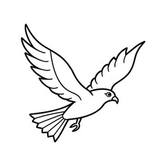 Flying dove silhouette vector illustration of a bird with wings, a symbol of freedom and peace
