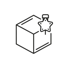 Box with star pin simple line icon for delivery tracking vector design