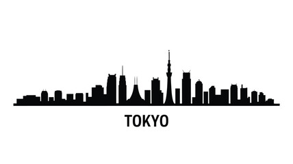 Naklejka premium Tokyo cityscape silhouette with iconic tower