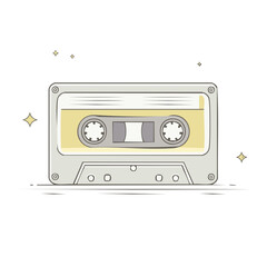 Illustrated Cassette Tape on White Background Captures Nostalgia and Retro Vibes