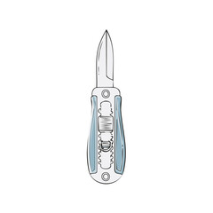 Sharp Utility Knife illustration with metal blade and ribbed handle detail