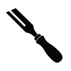 Obraz premium Black silhouette of a chisel tool on white background 1