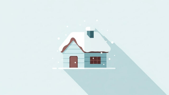 Charming snow-covered cottage illustration evoking cozy winter holiday memories and festive cheer, perfect for seasonal greetings and design projects