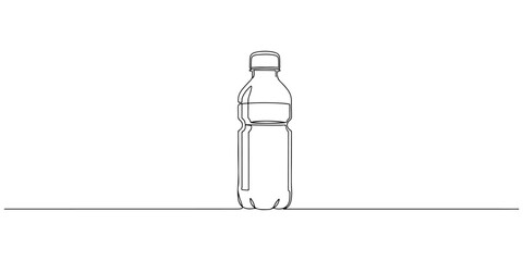 Continuous one line of a water bottle, representing hydration awareness, drawn vector illustration.