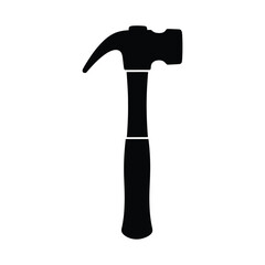 Black silhouette of a claw hammer on white background