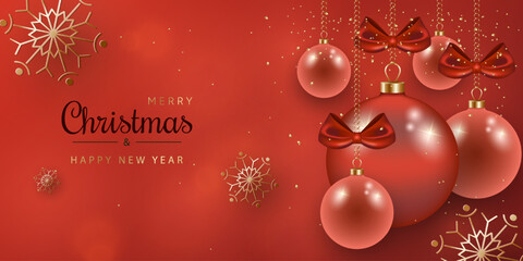 A festive banner in red tones