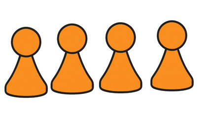 Orange pawn figures in a simple minimal flat illustration