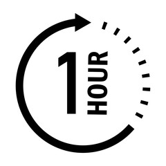 One hour duration timer clock icon symbol