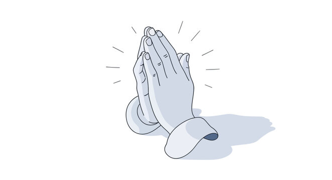 Minimalist line art of praying hands with subtle details