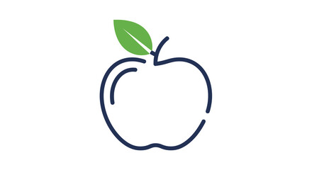 Fototapeta premium Minimalist apple design with leaf in modern linear style
