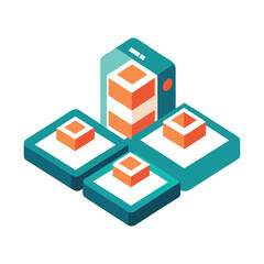 Isometric Smartphone Trio App Mockup Vector