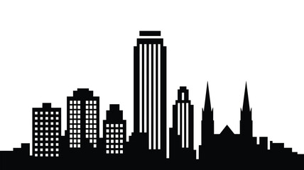 Naklejka premium Modern city skyline silhouette with tall buildings and spires