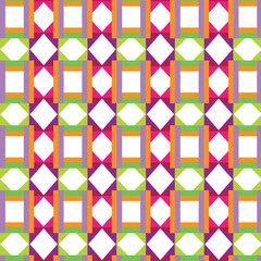 Colorful Geometric Quilt Pattern of Bright Diamonds and Striped Blocks in Modern Multicolor Design, Featuring Bold Shapes, Symmetry, Repeating Forms, and Contemporary Abstract Textile Aesthetic print.