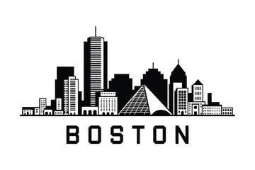 Fototapeta premium Boston skyline silhouette with city name below