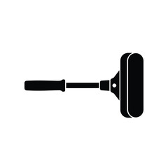 Black silhouette of a curling stone with handle white