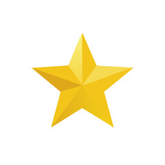 Obraz premium Golden Five Point Star Shining on White Background, Holiday Decoration