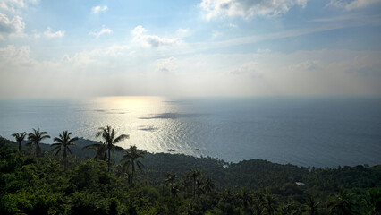 Ko Tao Island coastline view from high viewpoint, Surat Thani, Thailand, Southeast Asia.