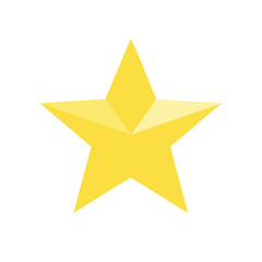Fototapeta premium Shiny yellow five pointed star illustration with 3D effect for rating and achievement