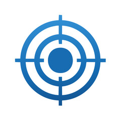 Blue target symbol illustration with concentric circles and crosshairs