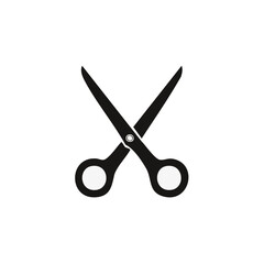 Simple black scissors icon symbolizing cutting and crafting