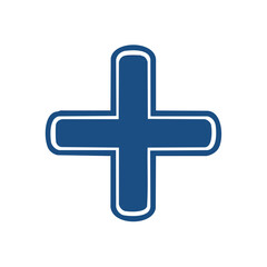 Obraz premium Blue Cross Symbol with Rounded Edges Isolated Addition Sign Plus Sign