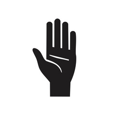 Obraz premium Raised Hand Signal Silhouette Graphic Icon in Black and White Vector