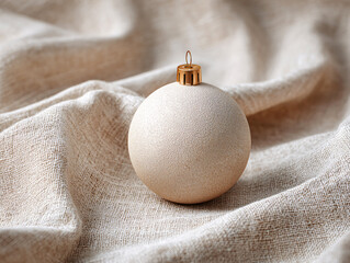 Minimal Holiday Ornament on Linen Fabric