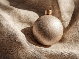 Minimal Holiday Ornament on Linen Fabric