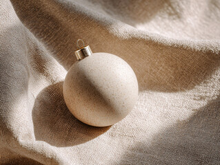 Minimal Holiday Ornament on Linen Fabric