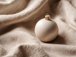 Minimal Holiday Ornament on Linen Fabric