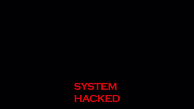 System haking, data breach and warning with transparent background system hacked animation in  4K animation