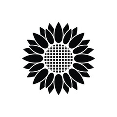 Bold black silhouette of a sunflower