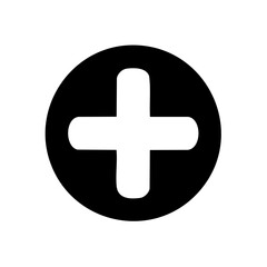 Obraz premium Simple flat plus sign icon in a black circle, symbol for add, more, positive, or new content