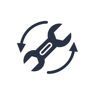 Wrench with Circular Arrows Icon Representing Repair Maintenance and Service Operations