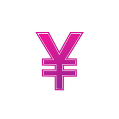 Obraz premium Japanese yen currency symbol graphic with pink and purple gradient design