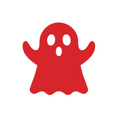 Naklejka premium Cartoon Red Ghost Flat Icon Simple Spooky Silhouette Graphic Art