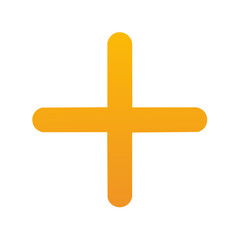 Obraz premium Plus Sign in Golden Yellow with Rounded Edges Addition Symbol Icon Math
