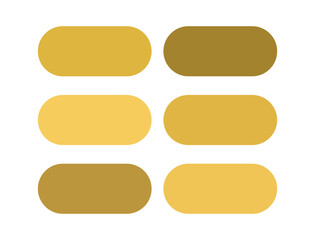 A collection of six rounded rectangular shapes in varying shades of yellow and brown, arranged neatly in a grid pattern and isolated on a