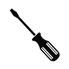 Black silhouette of a flathead screwdriver on white