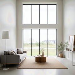 Minimal modern living room with natural light
