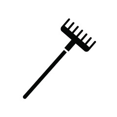 Black silhouette of a garden rake on white background 1