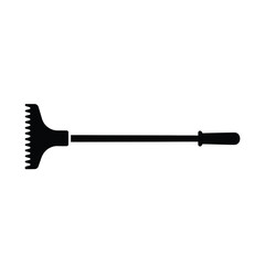 Black silhouette of a garden rake on white background 2